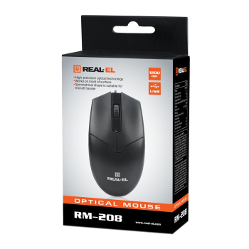 Mysz przewodowa optyczna REAL-EL RM-208 Czarna