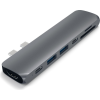 Satechi Pro Hub Adapter - aluminiowy Hub z podwójnym USB-C do MacBook (2x USB-C, 2x USB-A, 4K HDMI, czytnik kart micro/SD) (space gray)
