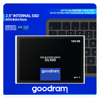 Dysk SSD GOODRAM CL100 gen. 3 2.5” 120 GB SATA III (6 Gb/s) 500MB/s 360MS/s