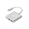 Adapter HUB USB C 3w1 - HDMI, USB, PD srebrny